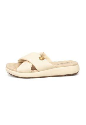 Sandalia Plana Nobuck Crema Modare