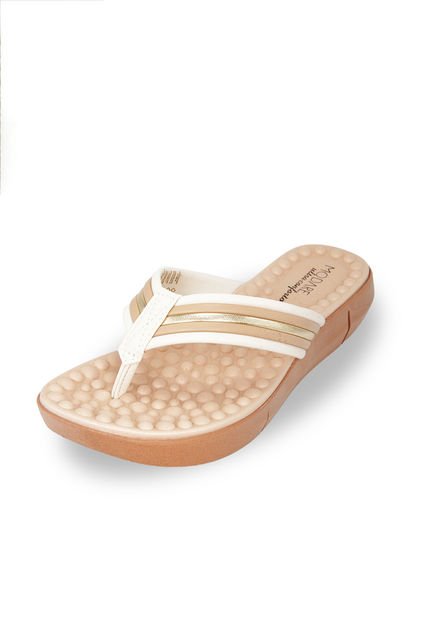 Sandalia Playera Blanco Dorado Modare