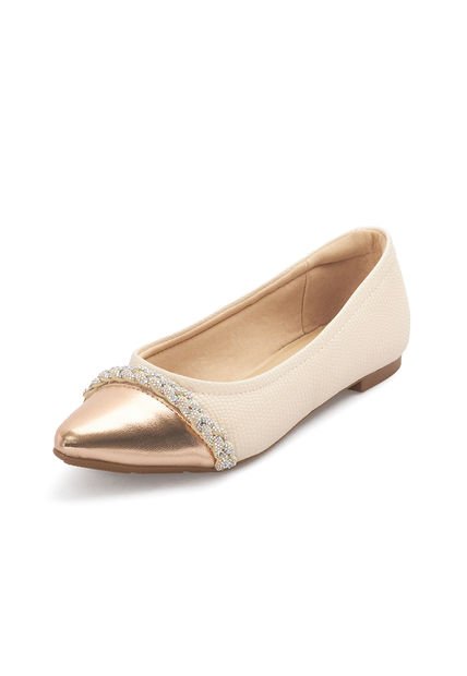 Baleta Crema- Oro Rosa Cristal Modare