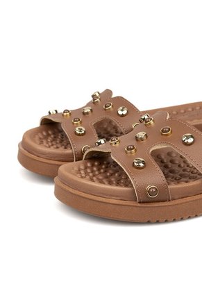 Sandalia Plana Slide Café-Avellana Modare