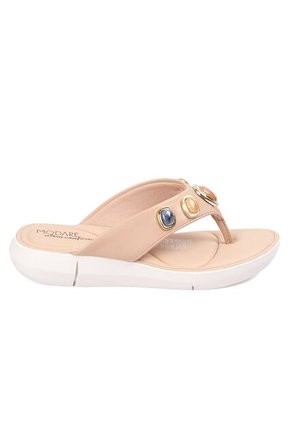 Sandalia Plana Tres Puntadas Beige Modare