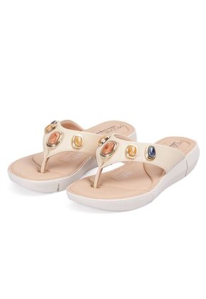 Sandalia Plana Tres Puntadas Blanco-Crema Modare