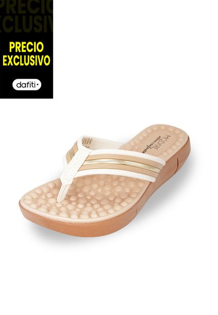 Sandalia Playera Blanco Dorado Modare
