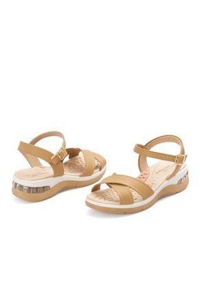 Sandalia Plana Camara Taupe - Dorado Modare