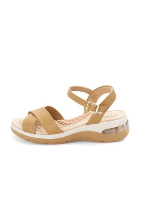 Sandalia Plana Camara Taupe - Dorado Modare