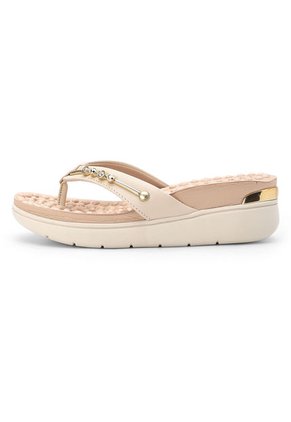 Sandalia Tacón Corrido Crema-Dorado MODARE