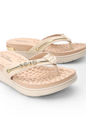 Sandalia Tacón Corrido Crema-Dorado MODARE