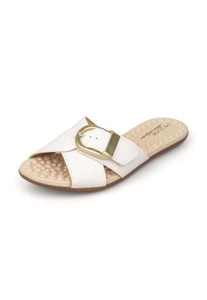 Sandalia Plana Marfil-Dorado Napa Floather Modare