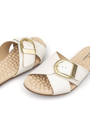 Sandalia Plana Marfil-Dorado Napa Floather Modare