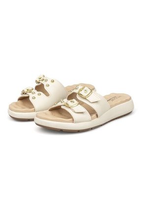 Sandalia Plana Marfil -Dorado Modare