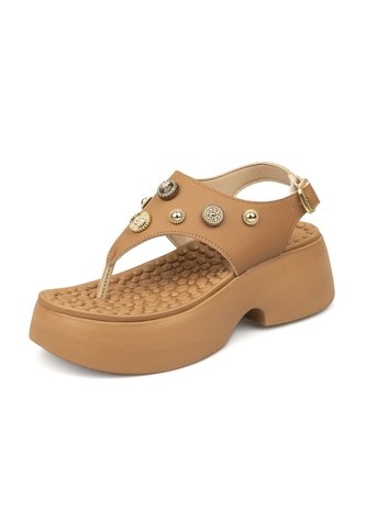 Sandalia Plataforma Napa Floather Nature Camel Modare MODARE