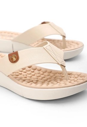 Sandalia Tacón Bajo Crema Blanco Modare Verano