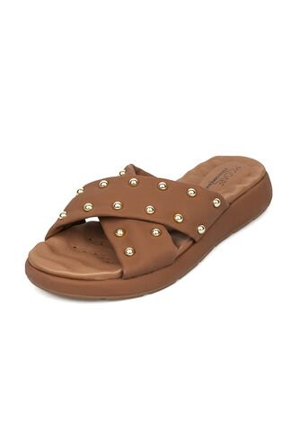 Sandalia Plana Nobuck Café-Avella Dorado Modare MODARE