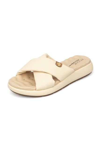 Sandalia Plana Nobuck Crema Modare