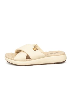 Sandalia Plana Nobuck Crema Modare
