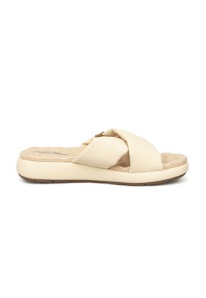 Sandalia Plana Nobuck Crema Modare