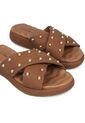 Sandalia Plana Nobuck Café-Avella Dorado Modare de MODARE