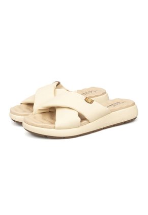Sandalia Plana Nobuck Crema Modare
