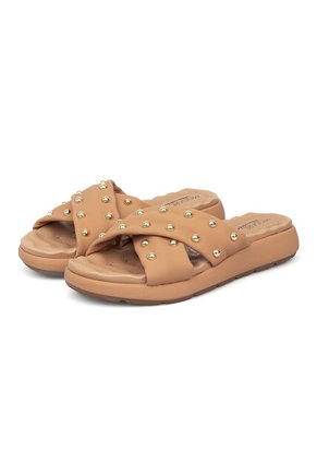 Sandalia Plana Nobuck Dorado Nude Modare