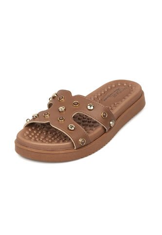 Sandalia Plana Slide Café-Avellana Modare MODARE