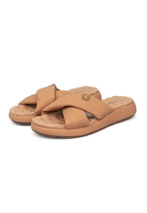 Sandalia Plana Nobuck Nude-Camel Modare