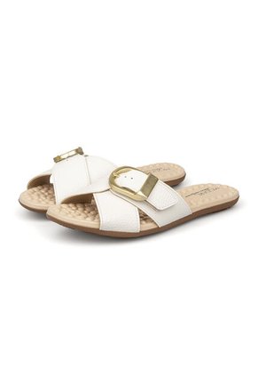 Sandalia Plana Marfil-Dorado Napa Floather Modare