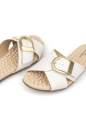 Sandalia Plana Marfil-Dorado Napa Floather Modare