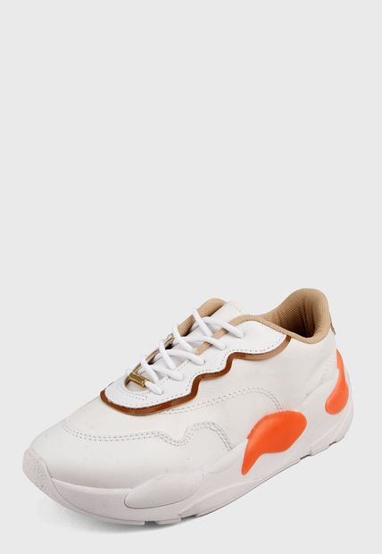 Tenis Blanco-Naranja-Café moleca