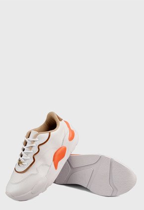 Tenis Blanco-Naranja-Café moleca