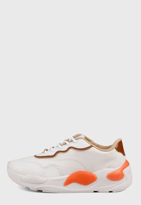 Tenis Blanco-Naranja-Café moleca