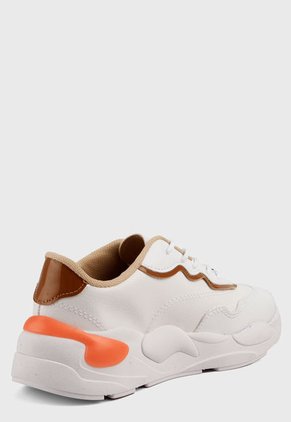 Tenis Blanco-Naranja-Café moleca