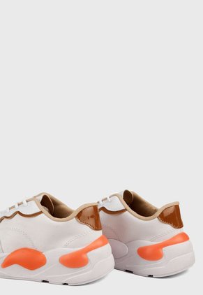 Tenis Blanco-Naranja-Café moleca