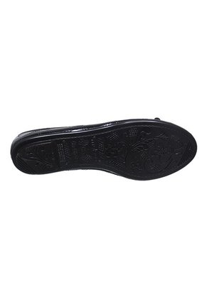 Baleta Negra Plana Moleca Para Mujer