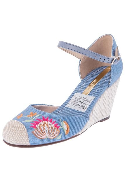 Sandalia Tacón Corrido Azul denim Moleca
