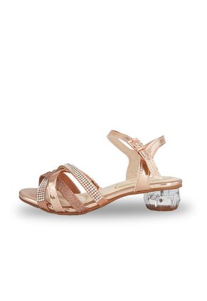 Sandalia Oro Rosa Tacón Cristal Molekinha