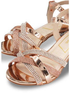 Sandalia Oro Rosa Tacón Cristal Molekinha