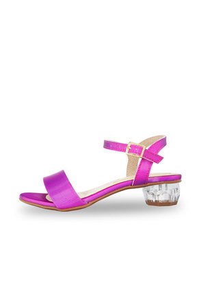 Sandalia Tacón Cristal Rosa Holografico  Molekinha