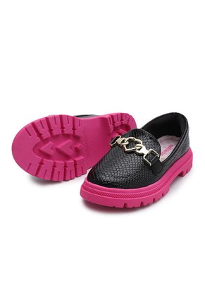 Mocasín Negro-Fucsia-Dorado Molekinha