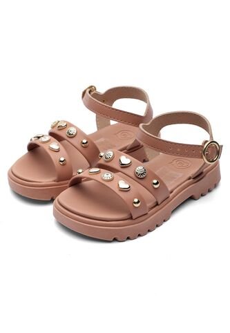 Sandalia Plataforma Baja Niña Nude-Dorado Molekinha Molekinha