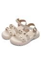 Sandalia Plataforma Baja Niña Marfil-Dorado Molekinha de Molekinha