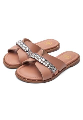 Sandalia Plana Mule Niña Nude-Plata Molekinha Molekinha