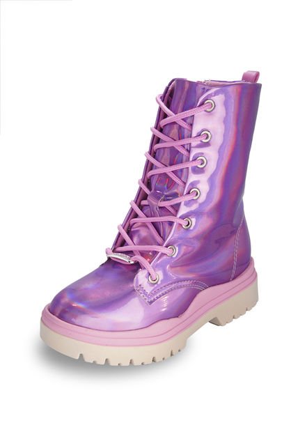 Bota Casual Rosada Holografica Molekinha