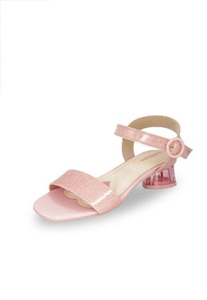 Sandalia Tacón De Corazón Rosa Glitter Molekinha