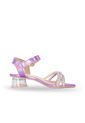 Sandalia Tacón De Corazón Morado Holográfico  Molekinha de Molekinha
