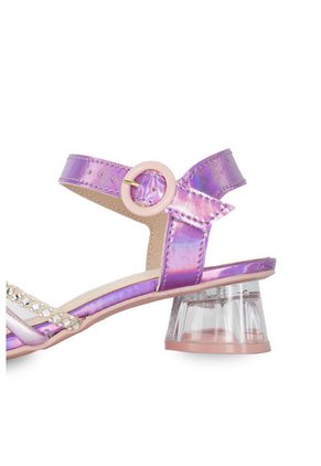 Sandalia Tacón De Corazón Morado Holográfico  Molekinha