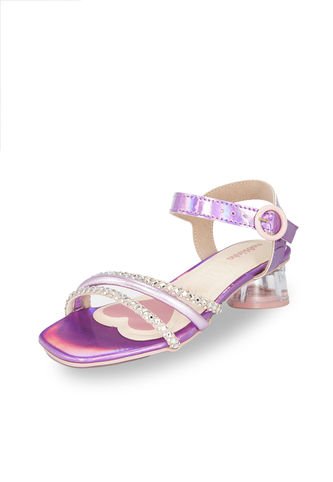Sandalia Tacón De Corazón Morado Holográfico  Molekinha Molekinha