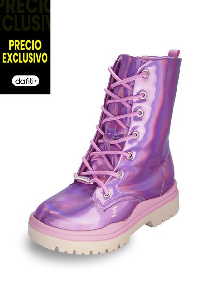 Bota Casual Rosada Holografica Molekinha