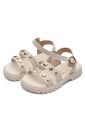 Sandalia Plataforma Baja Niña Marfil-Dorado Molekinha de Molekinha
