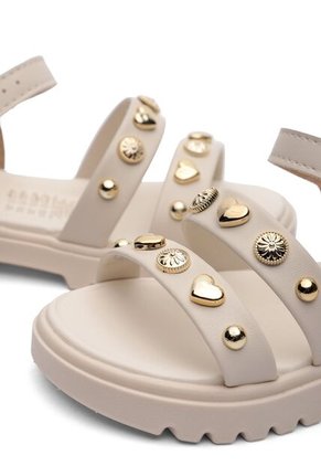 Sandalia Plataforma Baja Niña Marfil-Dorado Molekinha