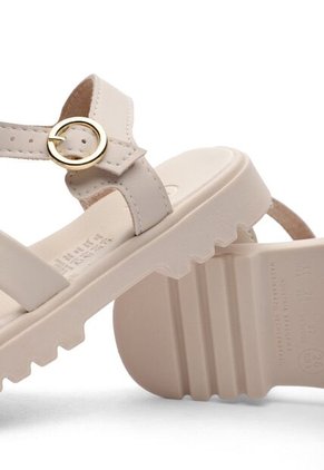 Sandalia Plataforma Baja Niña Marfil-Dorado Molekinha